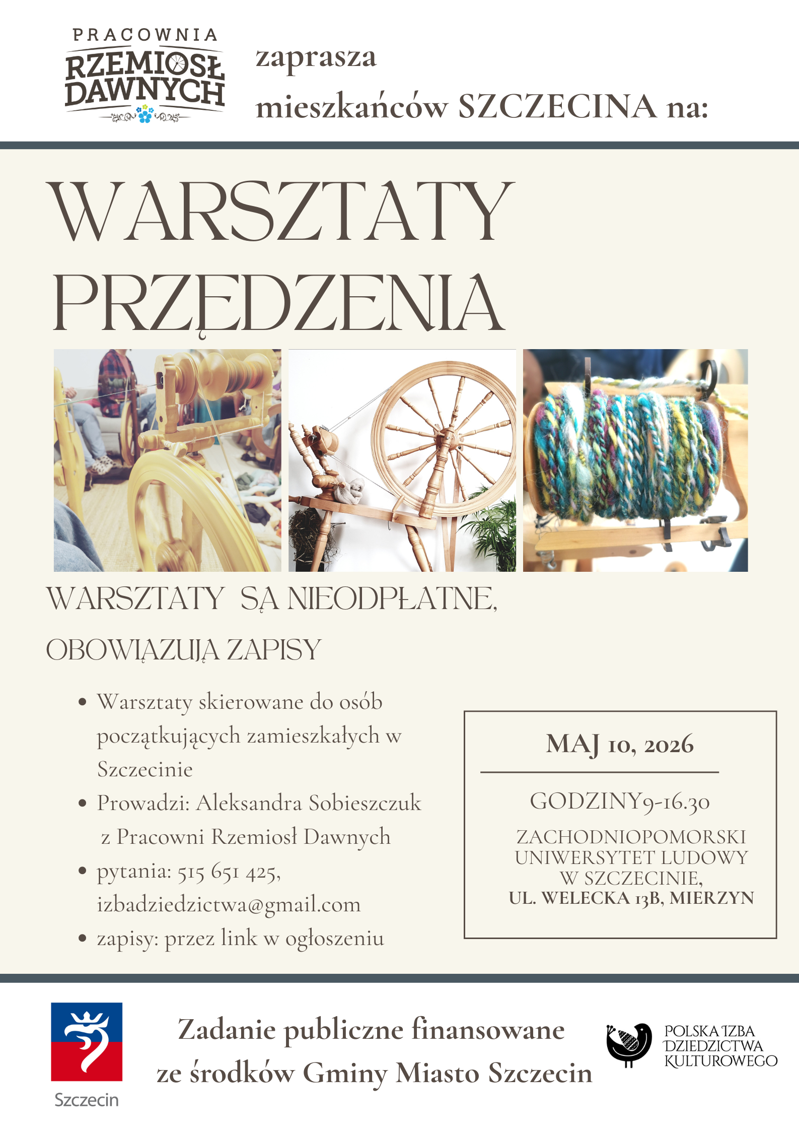Warsztaty przędzenia w Szczecinie- 10.05.2026